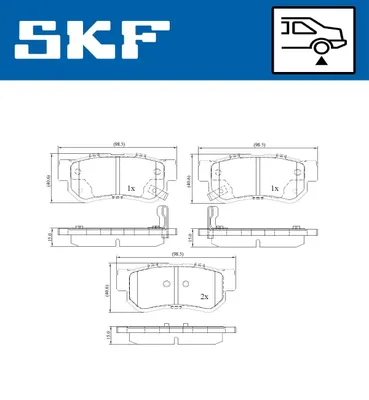 Produktbild von SKF Bremsbeläge Satz Hinten Bremsklötze für HYUNDAI GETZ (TB) VKBP 90340 A