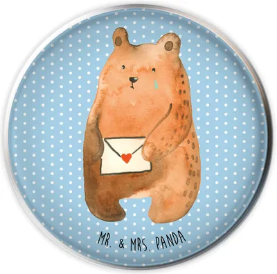 Produktbild von Mr. & Mrs. Panda Waschbecken Stöpsel Bär Liebesbrief - Blau Pastell - Geschenk, Verschluss, waschbeckenstöpsel, Partner, Sehnsucht, Freund, Stopfen, Teddybär, Vermissen