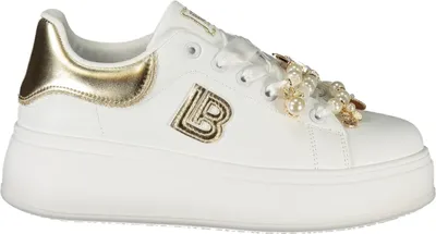 Zdjęcie produktu dla Eleganckie sneakersy damskie w kolorze białym z kontrastowymi detalami i 4-centymetrową platformą