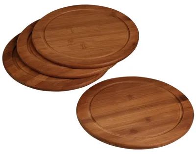 Immagine prodotto di Set di 4 piatti da carne KESPER, in bambù scuro, ®, con scanalatura per il succo, ø 25 cm, spessore 1,3 cm, robusto e sostenibile - 5944215