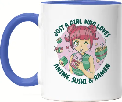 Produktbild von Just a girl who loves Anime, Sushi and Ramen Tasse Blau Anime Japan Manga