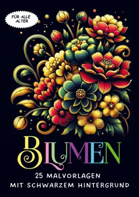 Produktbild von Malvorlagen mit schwarzem Hintergrund - Blumen
