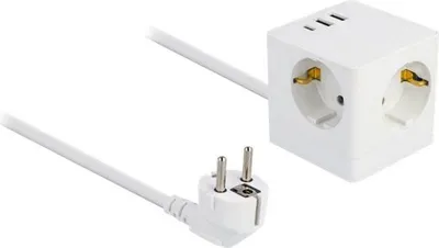 Obrázek produktu pro DELOCK Steckdosenwürfel mit Verlängerungskabel 3-fach USB