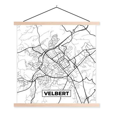 Produktbild von MuchoWow® Textilposter Velbert - Karte - Stadtplan 40x40 cm mit holzfarbenen Rahmen - Posterleiste