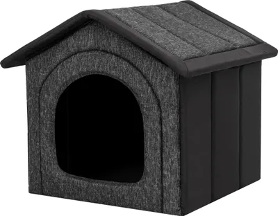 Produktbild von Psia búda, psí kútik, oddychová zóna, búda, útulok pre zvieratá, búda pre psov, búda pre domáce zvieratá, búda pre domáce zvieratá, Graphite Eco Linen + Black Oxford, R4: 55 x 60 cm