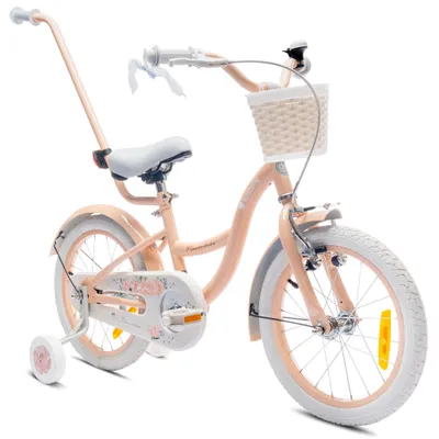 Zdjęcie produktu dla Rower dla dziewczynki 16 cali pchacz kółka boczne Flower bike morelowy Sun Baby