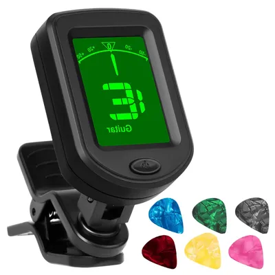 Productafbeelding van Clip-Tuner voor gitaar, chromatisch stemapparaat met plectrum