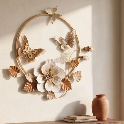 Immagine prodotto di Mauro Ferretti, decorazione da parete, modello Rouns, dimensioni 58,4 x 5,1 x 63,5 cm, colore beige e oro