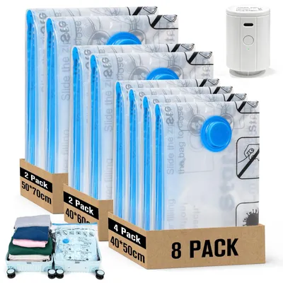 Imagen del producto de Bolsas de vacío para ropa con bomba, juego de 8