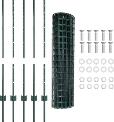 Produktbild von Möbel Gartenzaunset Set aus 2 Grün Pulverbeschichteter Stahl 10 x 1 m - Zaunzubehör 3336042