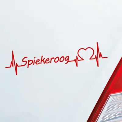 Produktbild von Auto Aufkleber Spiekeroog Herz Puls Insel Island Nordsee Liebe Love 19x5 cm Rot Sticker Heckscheibenaufkleber