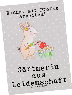 Produktbild von Mr. & Mrs. Panda Postkarte Gärtnerin Leidenschaft - Grau Pastell - Geschenk, Lustig, Ansichtskarte, Spruch, Grußkarte, Postkarten, Gartenbau, Ansichtskarten, Gärtnerei