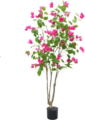 Produktbild von Künstlicher Bougainvillea Baum 150 cm – Blühende Kunstpflanze mit Topf – Realistische Zimmerpflanze – Innen Dekoration