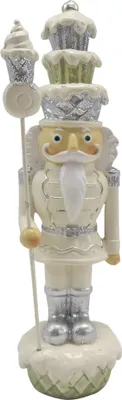 Zdjęcie produktu dla Clayre & Eef Dziadek do orzechów figurka 16 cm beżowy srebrny plastik