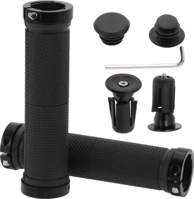 Image de 1 Ensemble De Poignées De Guidon De Vélo, Poignée De Vélo Au Design Ergonomique, Deux Extrémités En Alliage D'Aluminium Poignées De Guidon Verrouillées Vélo Électrique Vtt, Noir