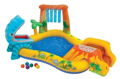 Image de Aire de jeux gonflable - INTEX - Jurrasic - 272 Litres - 2 ans et + - 249 x 191 x 109 cm - Inclus : 6 balles colorées