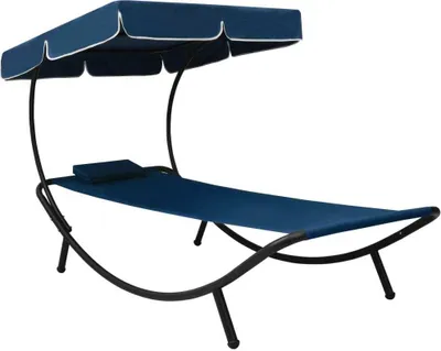 Produktbild von Maison Exclusive - Sonnenliege mit Sonnendach & Kissen Blau