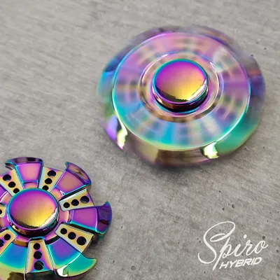 Produktbild von Fidget Spinner Metall Edition Hand Spiner Finger Regenbogen Kreisel Anti Stress Spielzeug Rainbow Chrome (Modell 2 - inkl. Tasche)