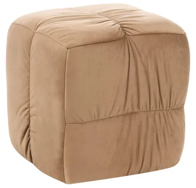 Obrázek produktu pro BELIANI Taburet taupe samet 57 x 57 cm podnožka tvar krychle obývací pokoj glamour styl