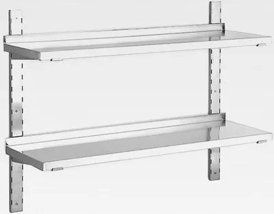 Produktbild von Wandregal aus Edelstahl, mit 2 Böden, BxT 1000x355 mm, Tragkraft 20 kg/Boden