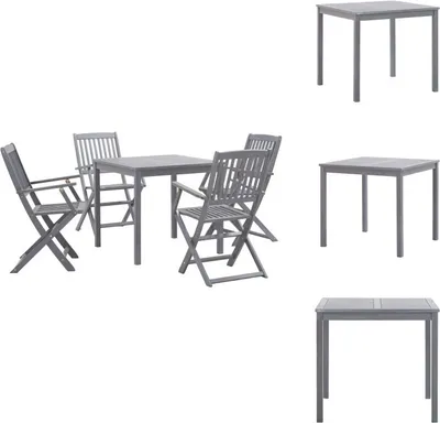 Produktbild von vidaXL 5-tlg. Garten-Essgruppe Massivholz Akazie Grau -  Gartenmöbel-Sets