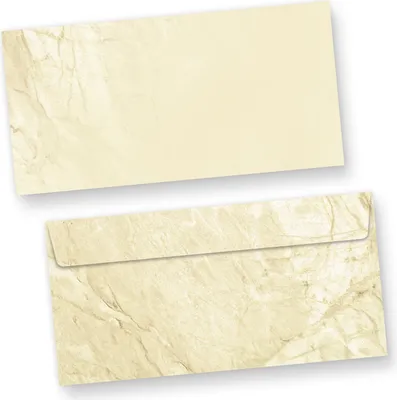 Produktbild von Briefumschläge braun marmoriert (50 Stück o.F.) DIN lang Umschläge Marmor ohne Fenster haftklebend