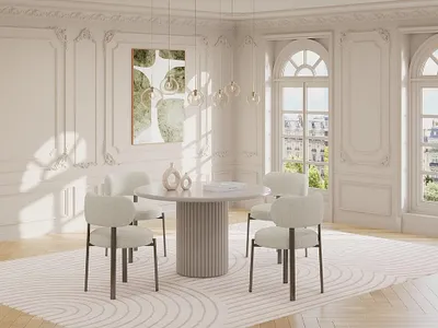Produktbild von Runder Esstisch für 4 Personen aus MDF - Beige - TAMARZO