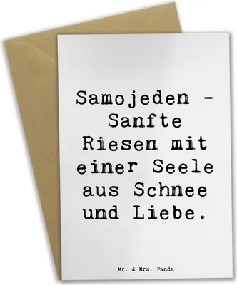 Produktbild von Mr. & Mrs. Panda Beileidskarte Spruch Samojede Liebe - Weiß - Geschenk, Hunderassen Charakter, weihnachtskarten, hochzeitskarten, glückwunschkarten, Grußkarten, Hunde