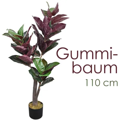 Obrázek produktu pro Umělá guma, umělá rostlina, výška 110 cm, odolná umělá rostlina, realistická dekorace do interiéru, snadná údržba a vhodná pro alergiky
