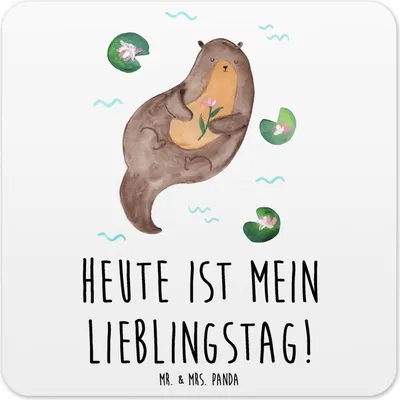 Produktbild von Mr. & Mrs. Panda Untersetzer für Gläser Otter Seerose 10er Set - Weiß - Geschenk, Coaster, Getränkeuntersetzer, Glas-Untersetzer, Lieblingstag, Design, Wasser, Fluss