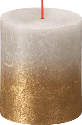 Produktbild von Bolsius rustikale Stumpenkerze, abblassendes Grau-Gold, 80 × 68 mm