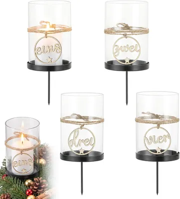 Produktbild von Adventskranz, Kerzenhalter mit Glaszylinder und Adventszahlen 1