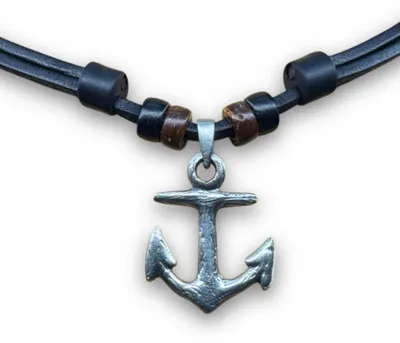Produktbild von HANA LIMA | Anker Halskette Leder Surferkette Schiffsanker Herren Damen Schmuck