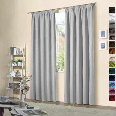 Produktbild von heimtexland ® 2 Stück Thermo Verdunkelungsvorhänge Sonnenschutz Kälteisolierung Verdunkelungsgardinen Kräuselband Vorhang Typ139 Silber HxB 245 x 135 cm