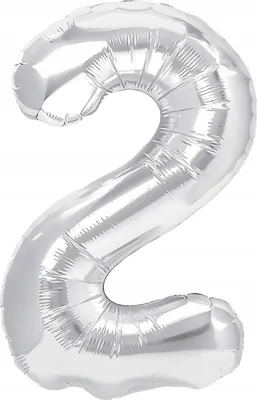 Productafbeelding van Folieballon, cijfer 2, zilver, 100 cm, 1 stuk.