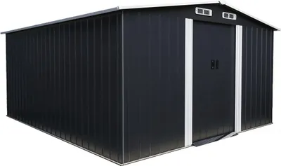 Produktbild von Metallgerätehaus mit Schiebetür "Boston" - 13 m² - Grau