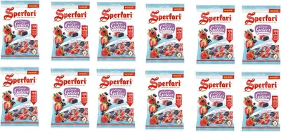 Produktbild von 12x Sperlari Gran Gelèes Frutti di Bosco weiche Bonbons mit Erdbeer- und Johannisbeernektar Frucht Süßigkeiten Lollies 150g
