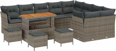 Productafbeelding van vidaXL Tuinset met 13 stukken, grijs, polyrotan