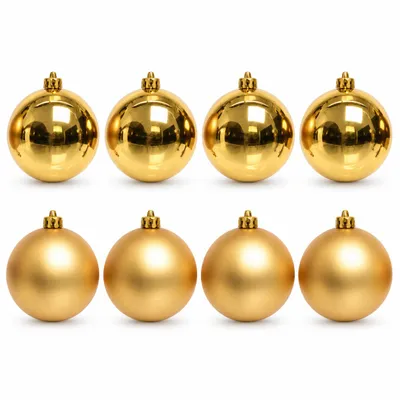 Produktbild von 8 x Weihnachtskugeln aus Kunststoff Ø 10 cm Gold matt+glanz wetterfest für Innen und Außen - Christbaumkugeln Kunststoff - Weihnachtsbaumkugeln, KI-generiertes Bild