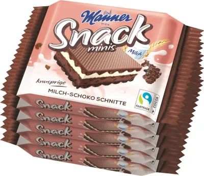 Produktbild von Manner Snack Minis Milch Schoko knusprige Kakaowaffeln 5 x 25g