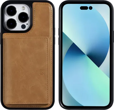 Produktbild von UNIQ Accessory iPhone 14 Pro Max Hardcase Backcover - Whiteh removable card holder - Light Brown