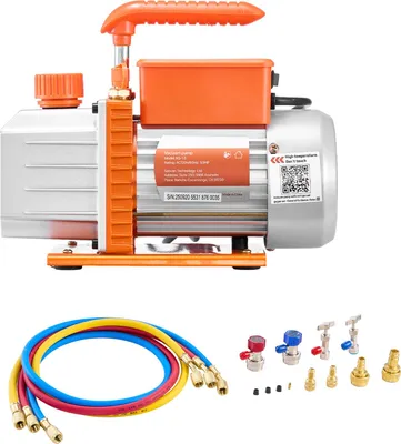 Immagine prodotto di SucceBuy pompa per vuoto con manometro, 4,5 CFM 127 L/min, 250 W, pompa rotativa a palette a 1 stadio, set di manometri, adatta per R134a, R22, R410a, R1234YF e R32, con borsa per il trasporto, ideale per i sistemi di condizionamento dell'aria dell'automobile