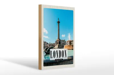 Produktbild von Holzschild Reise 20x30cm London UK Brunnen Trafalgar Square