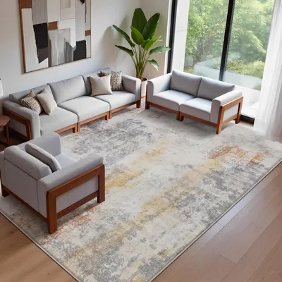 Obrázek produktu pro Moderní abstraktní šedý koberec do obývacího pokoje (200 x 300 cm)