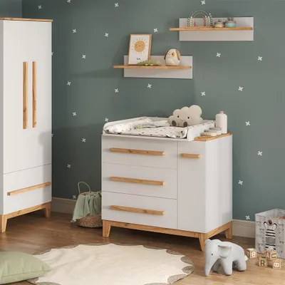 Produktbild von Wickelkommode Vitalispa Malia Weiß 98 x 98 cm mit 1 Tür & 3 Schubladen, Model 60579