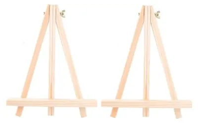 Productafbeelding van Mini Ezel Hout - Schildersezel Tafel - Kunst Presenteren - Inklapbaar Compact - 15 x 20 cm - Houtkleur