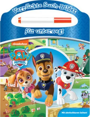 Immagine prodotto di PAW Patrol - Verrückte Such-Bilder für unterwegs - Wimmelbuch - Pappbilderbuch mit Stift und abwischbaren Seiten