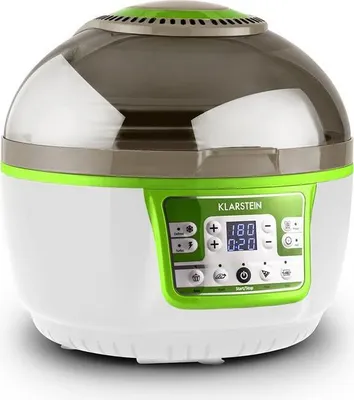 Obrázek produktu pro Horkovzdušná fritéza Klarstein VitAir Turbo - 1400 W horkovzdušná fritéza, objem 9 litrů, 50 až 230 °C, časovač, halogenové infračervené topné těleso, kopulovitý design, zeleno-bílá barva
