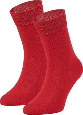 Image de Chaussettes pour enfants (filles et garçons) – Chaussettes longues en coton, pointures 30-35, rouge (Red Lips)