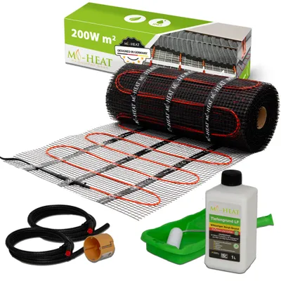 Produktbild von Elektrische Fußbodenheizung für Fliesen 9m² Dünnbettheizmatte 200Watt Komplett Set Thermostat TH215 Wifi anthrazit, KI-generiertes Bild